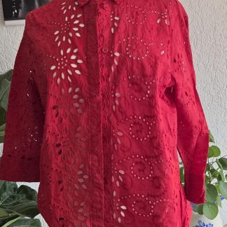 L - Zara blouse rood broderie (0726meg)