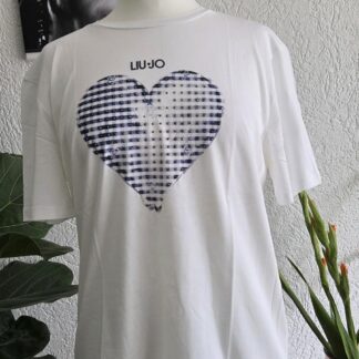 M/L - Liu Jo wit shirt hart met steentjes (0826meg)