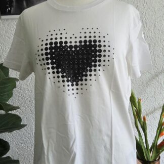 L/XL - Silvian Heach shirt wit zwart hart (0826meg)