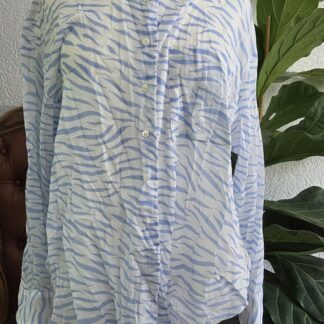 S - Xirena blouse overhemd lichtblauw wit patroon (0826meg)