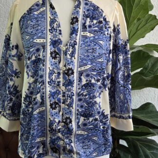 40 - Neo Noir blouse blauw patroon (0826meg)