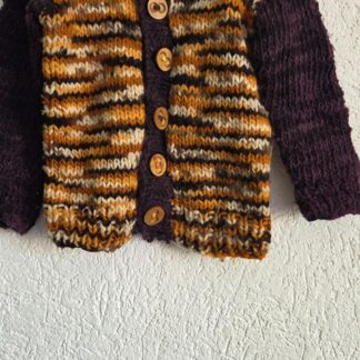 122 128 - Gebreid vest selfmade oranje bruin (0926hat)