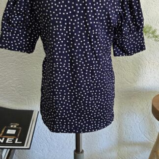 152 - Kiestone stippenshirt blauw wit nieuw (0926vee)