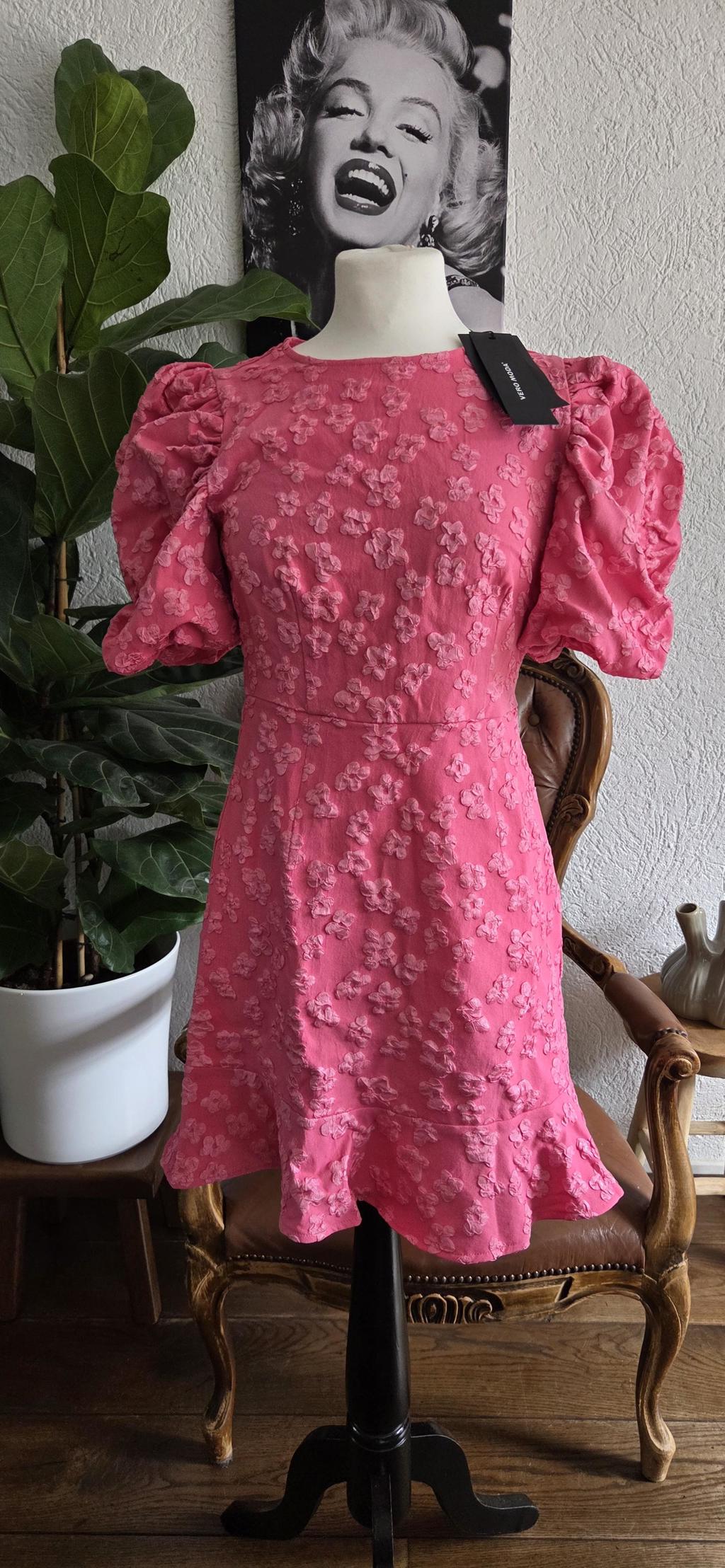 XS of S - Vero Moda jurk pink cosmos nieuw (0926sa)