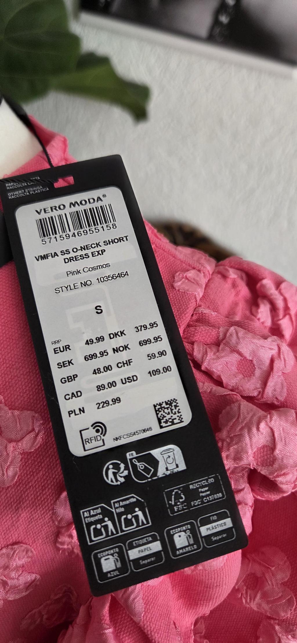 XS of S - Vero Moda jurk pink cosmos nieuw (0926sa) - Afbeelding 7