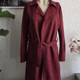 S - Lulu & Love wijnrode suedelook jas (1026kh)