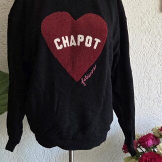 M - Fabienne Chapot sweater zwart rood hart (1026meg)
