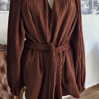 S - H&M bruine blouse met ceintuur (1026ij)