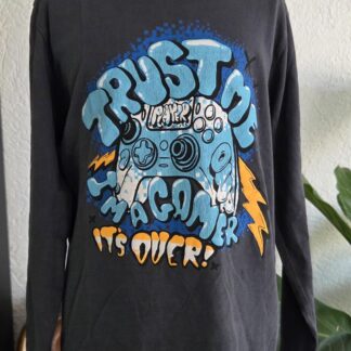 128 - Primark grijs shirt met print (1026jac)
