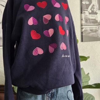 146 152 - WE hoodie blauw met hartjes (1026jac)